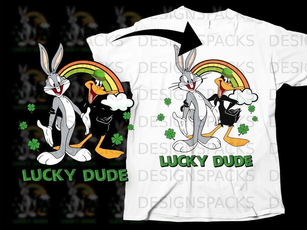 Bugs Daffy Rainbow Shamrocks Lucky Dude product type