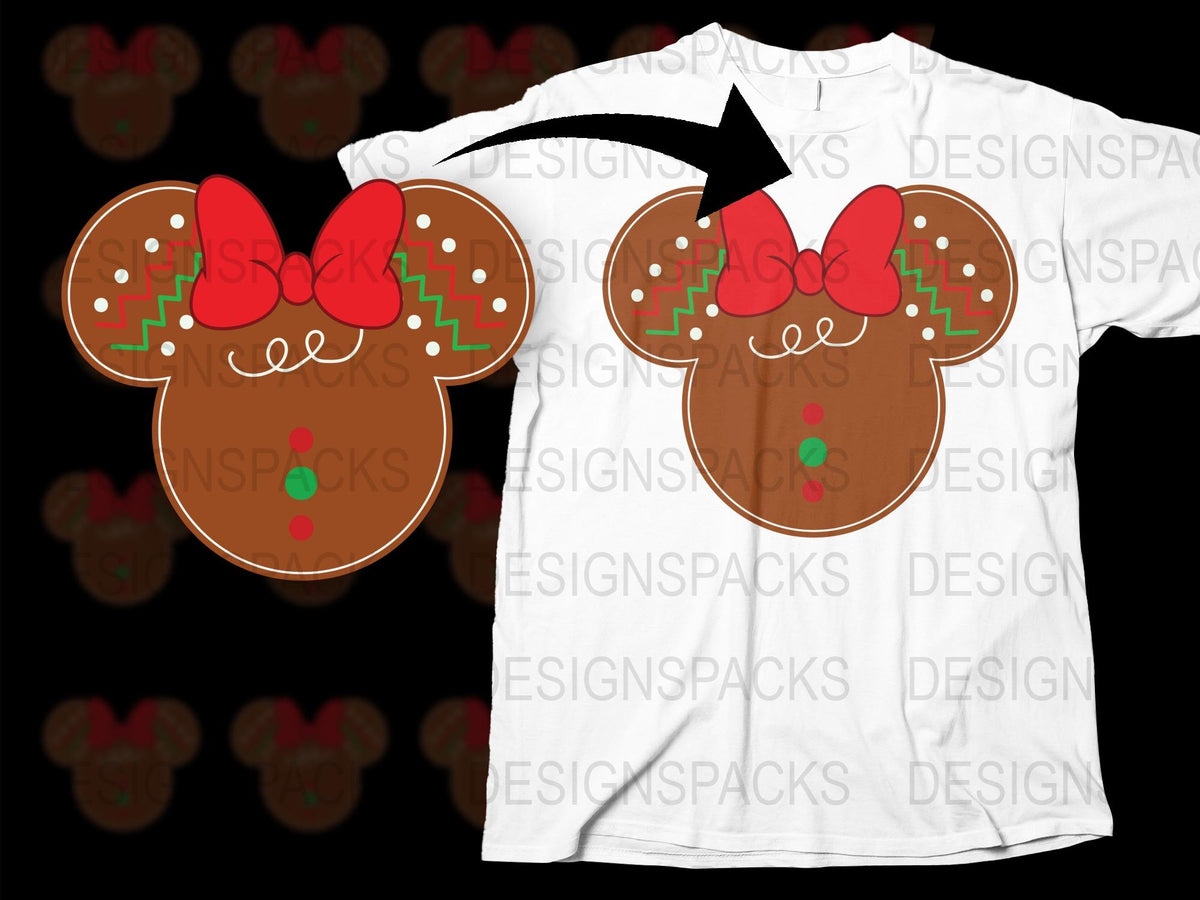 Christmas Gingerbread Mouse Ears T-Shirt, Holiday Disney Inspired Tee, Festive Family Matching Shirts, Cute Xmas Gift