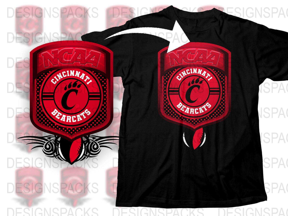 NCAA Cincinnati Bearcats Logo T-Shirt, Black Red College Sports Tee, Fan Apparel