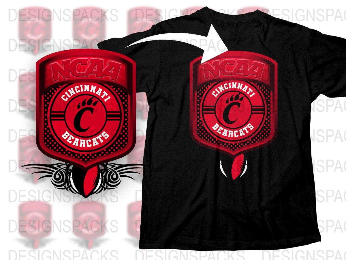 NCAA Cincinnati Bearcats Logo T-Shirt, Black Red College Sports Tee, Fan Apparel