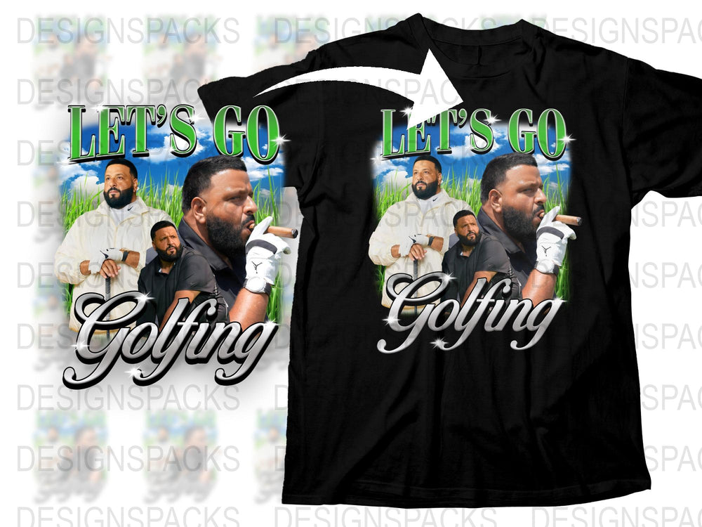 Men's Golfing T-Shirt with Let's Go Slogan, Casual Sports Tee, Black Golf Shirt, Outdoor Activity Apparel, Gift for Golfers