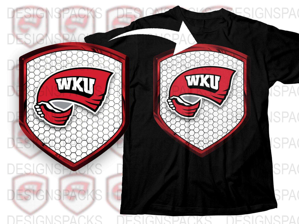WKU Football Logo T-Shirt, Black and Red Sports Fan Apparel, College Football Team Merchandise, Stylish Game Day Outfit