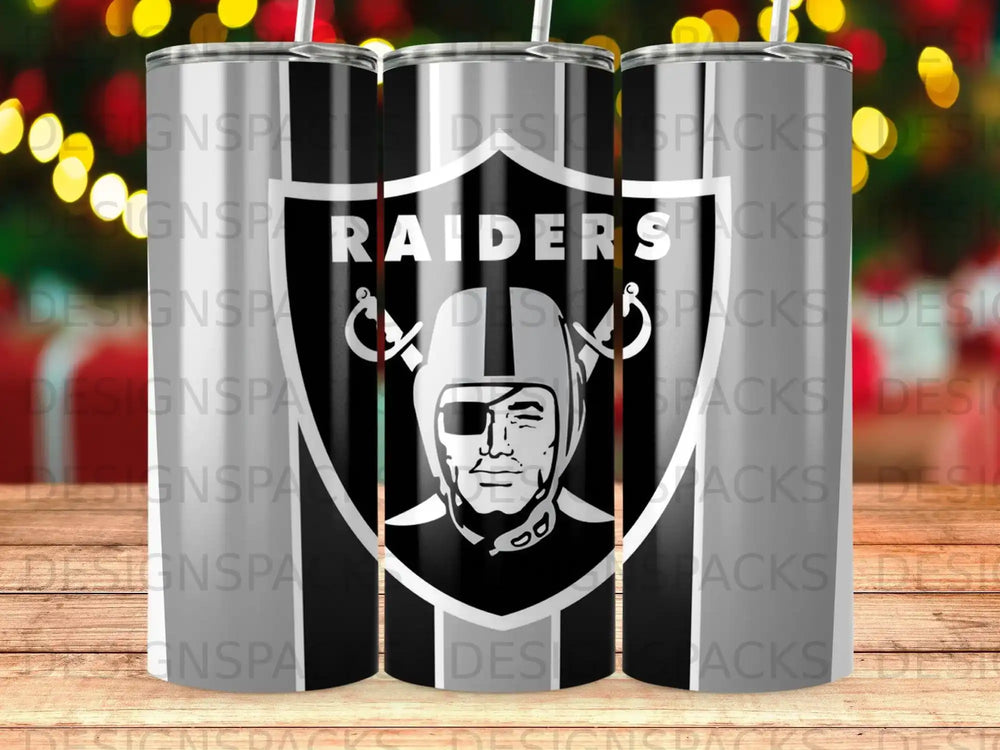 Raiders Football Helmet Emblem Black Gray White Tumbler product type