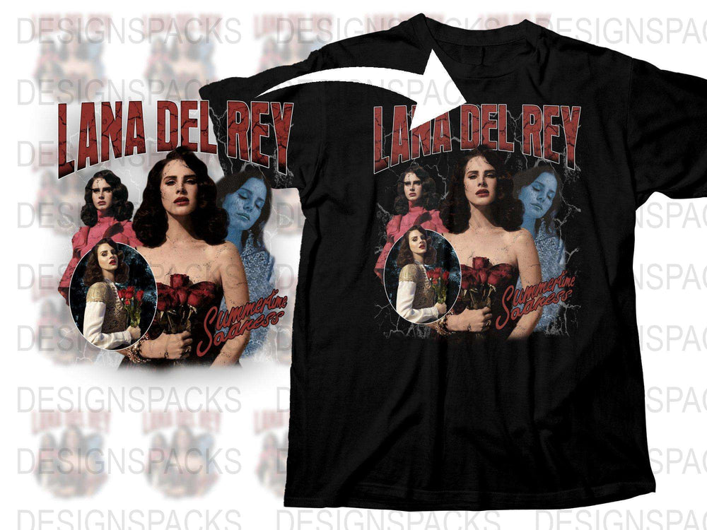 Lana Del Rey T-Shirt, Vintage Inspired Graphic Tee, Pop Music Fan Merch, Black Cotton Shirt, Retro Album Cover Design