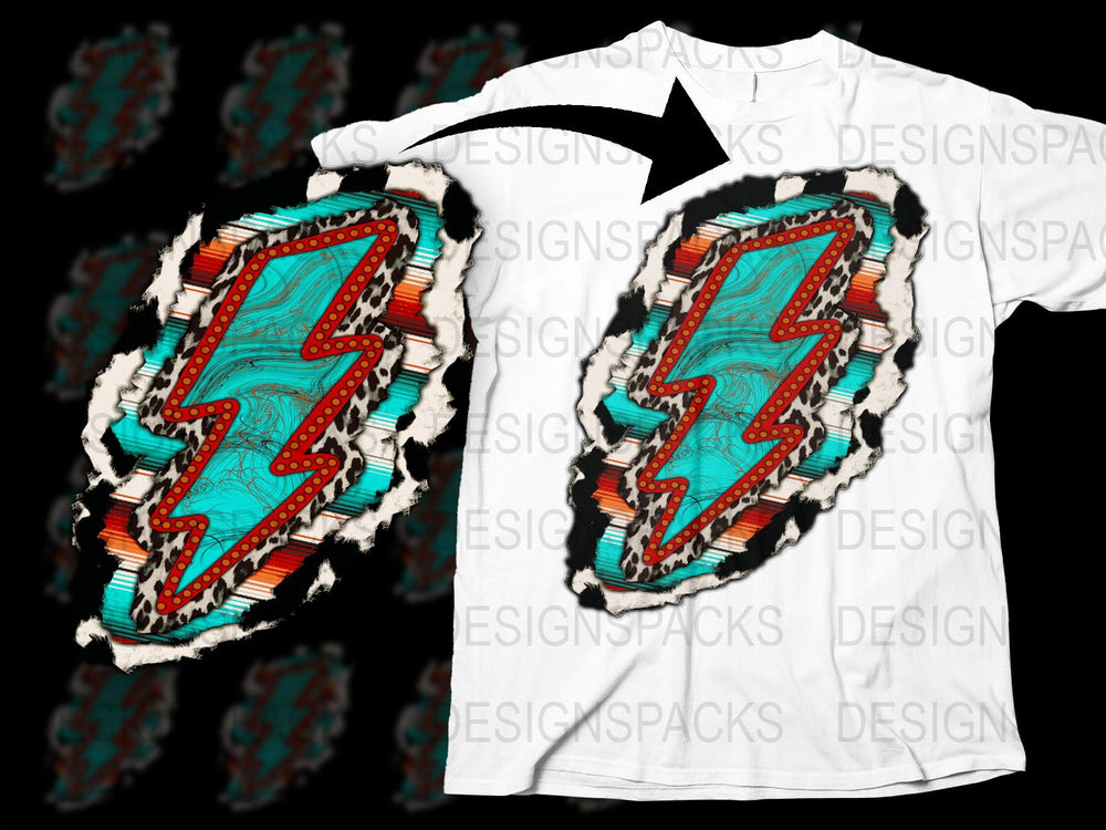 Unique Lightning Bolt Graphic T-Shirt, Colorful Tribal Pattern, Abstract Artistic Tee, Summer Fashion Top