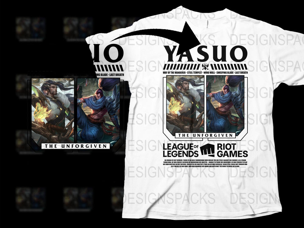 League of Legends Yasuo T-Shirt, The Unforgiven Gamer Tee, Riot Games Official Merchandise