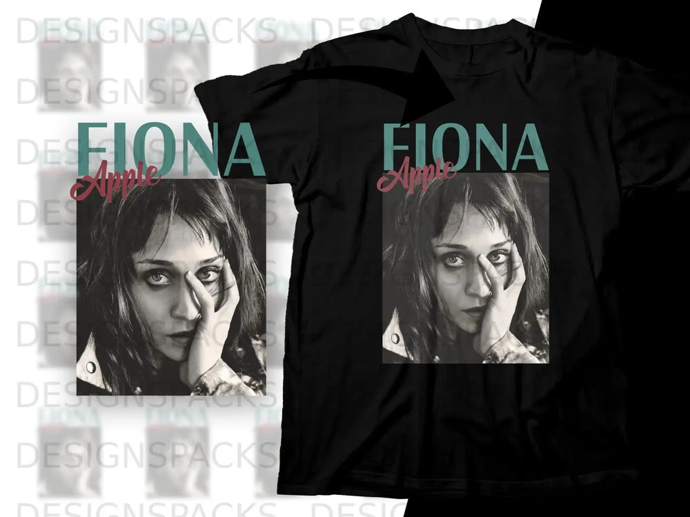 Fiona Apple album cover art on a black t-shirt.