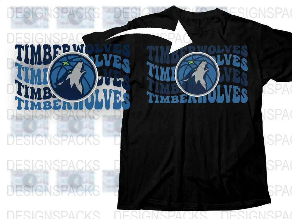Minnesota Timberwolves T-Shirt, NBA Team Logo Graphic Tee, Basketball Fan Apparel, Sports Casual Wear Black Shirt
