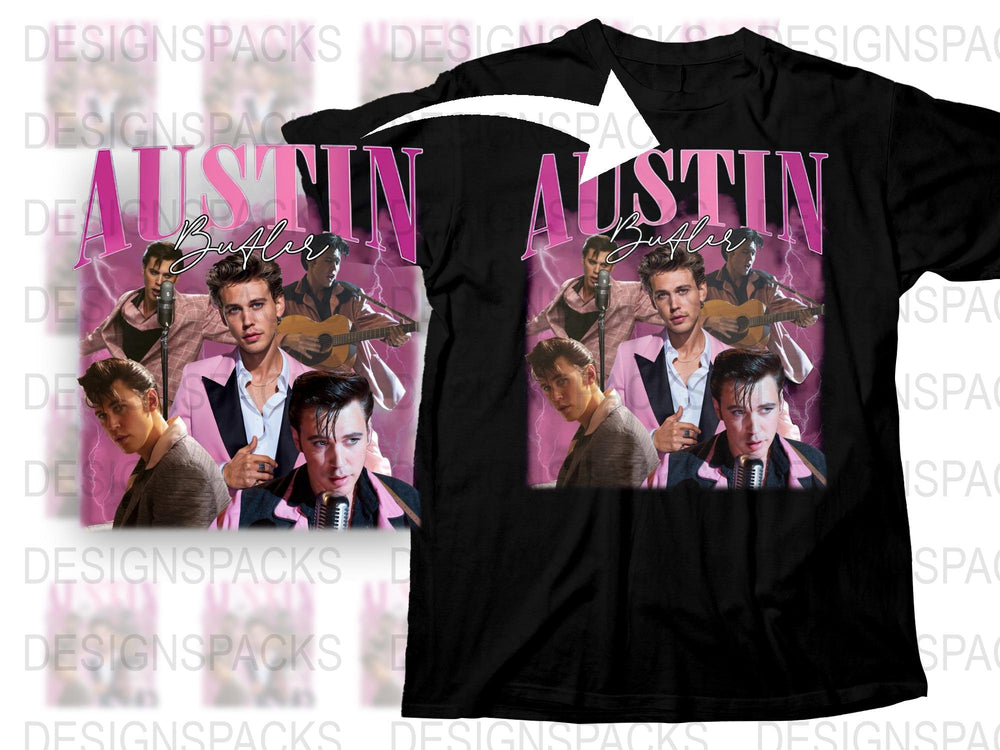 Austin Butler Elvis Inspired Graphic T-Shirt, Retro Celebrity Tee, Men's Women's Fashion Top, Unique Gift Idea