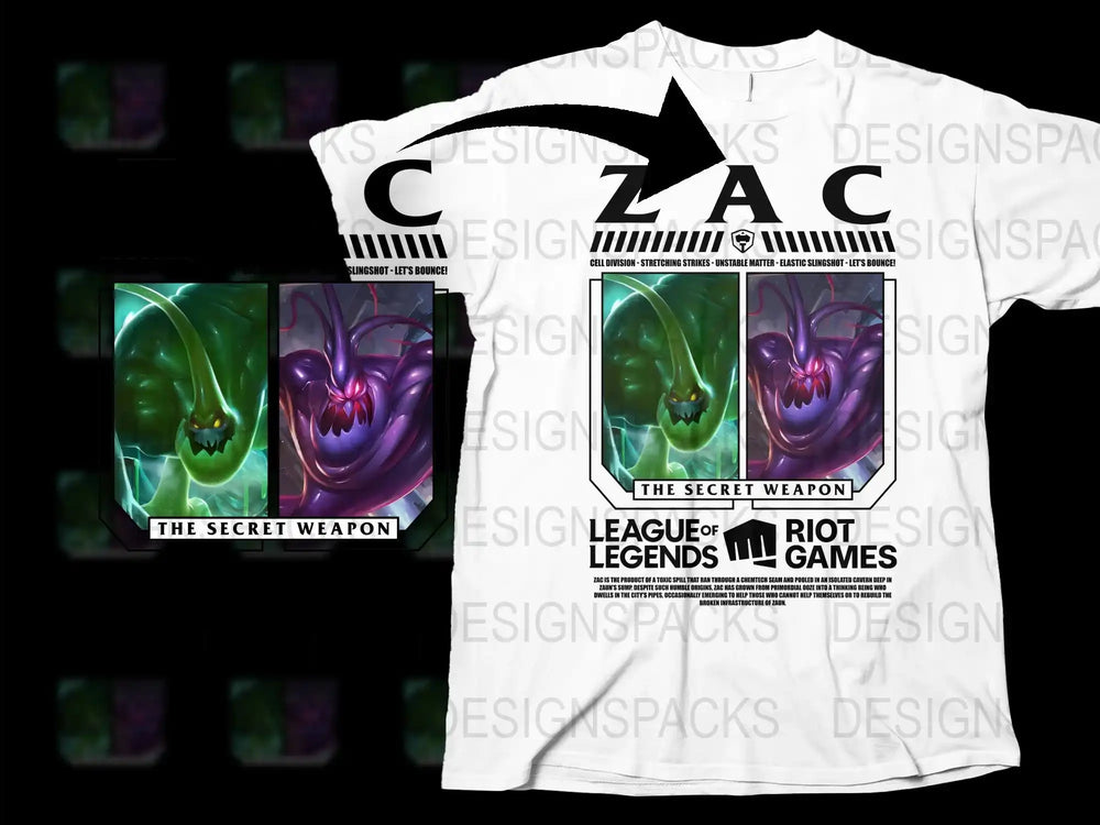 League of Legends Zac T-Shirt, The Secret Weapon Gaming Tee, Riot Games Merchandise