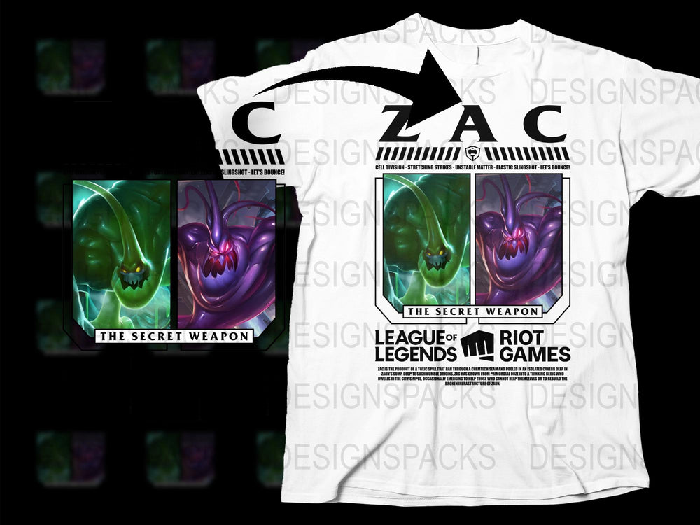 League of Legends Zac T-Shirt, The Secret Weapon Gaming Tee, Riot Games Merchandise