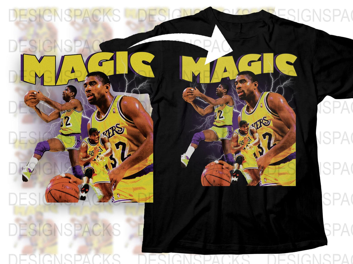 Vintage Magic Johnson T-Shirt, LA Lakers Retro Basketball Tee, 90s NBA Sports Apparel, Collectible Fan Merchandise