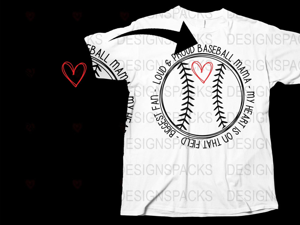 Baseball Mom T-Shirt, Proud Sports Parent, Graphic White Tee, Softball Heart Design, Women's Casual Wear, Gift for Her