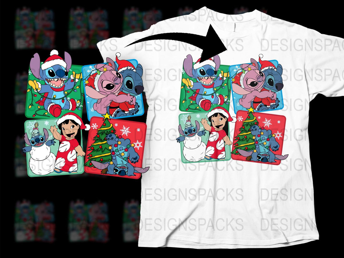 Lilo and Stitch Christmas T-Shirt, Holiday Graphic Tee, Family Matching Shirts, Kids and Adult Sizes Available