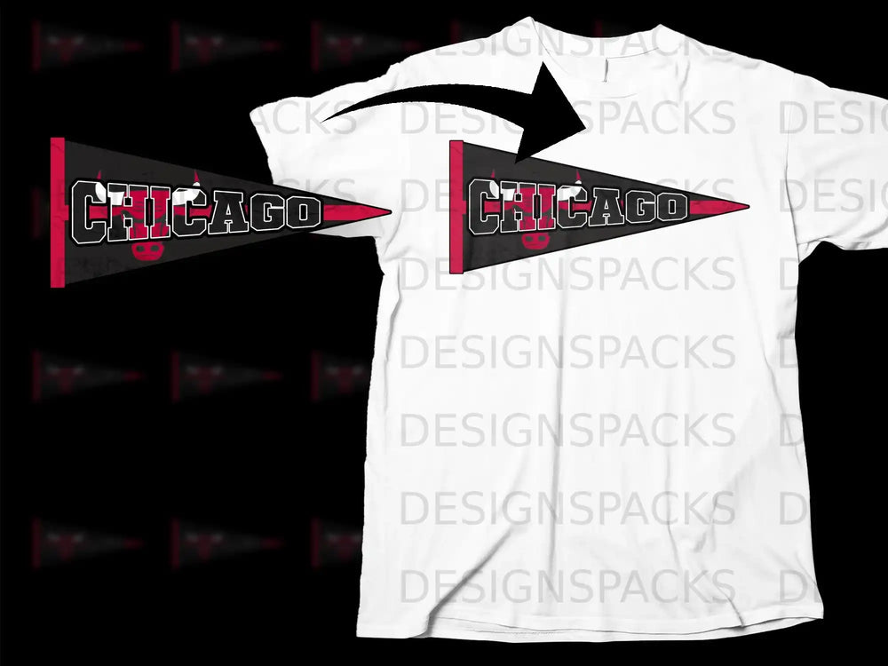 Chicago Pennant Graphic Design T-Shirt