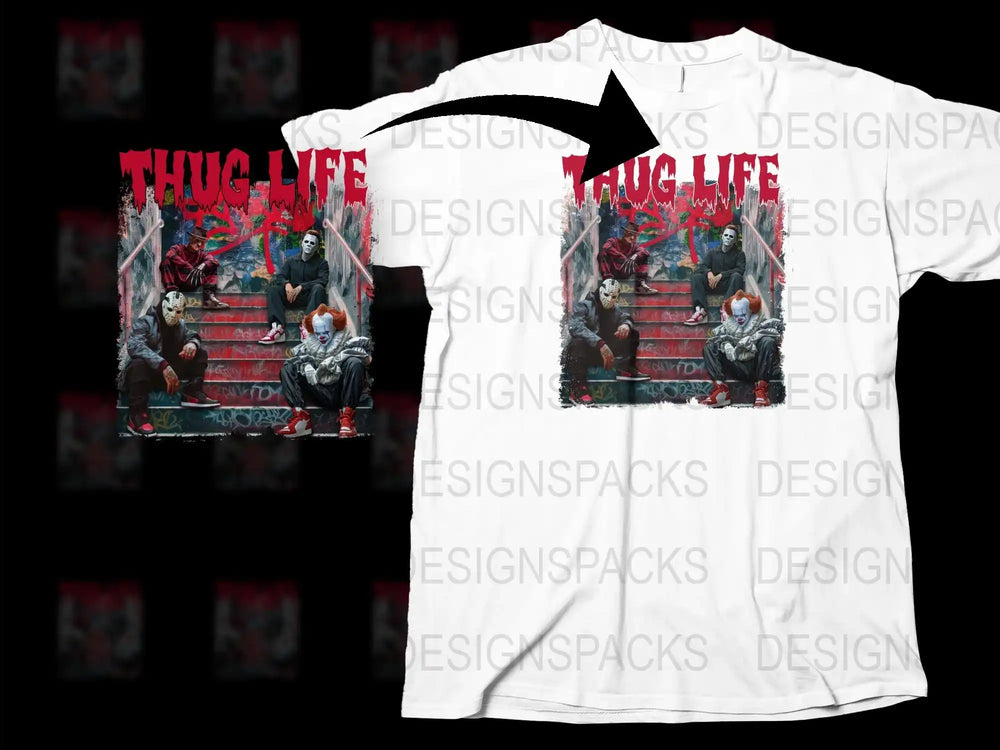 Thug Life Gorilla Urban Street Art White T-Shirt, Bold Graphic Design, Unique Animal Print, Unisex Fashion Top