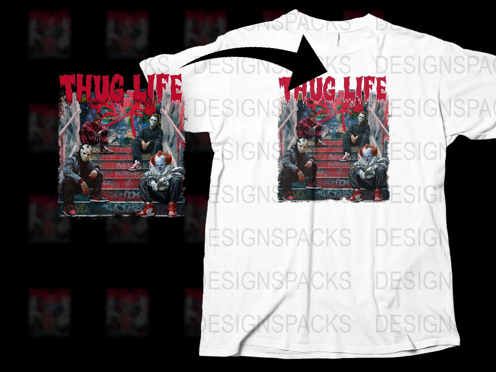 Thug Life Gorilla Urban Street Art White T-Shirt, Bold Graphic Design, Unique Animal Print, Unisex Fashion Top
