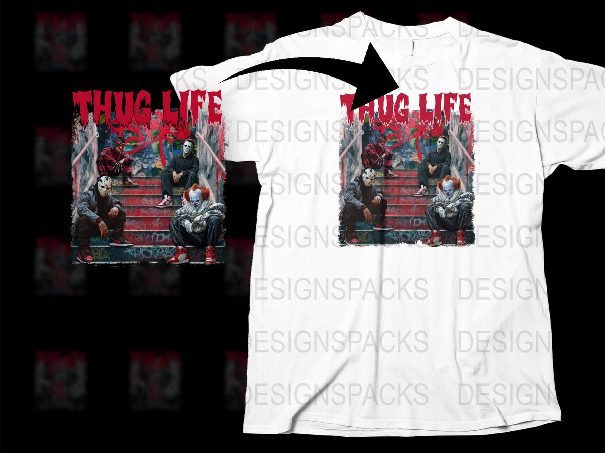 Thug Life Gorilla Urban Street Art White T-Shirt, Bold Graphic Design, Unique Animal Print, Unisex Fashion Top