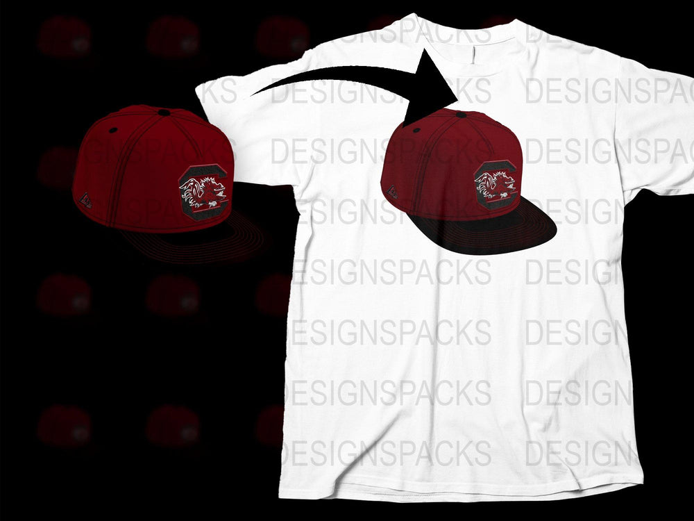 Red Baseball Cap and White T-Shirt with Bulldog Graphic, Unisex Sports Apparel