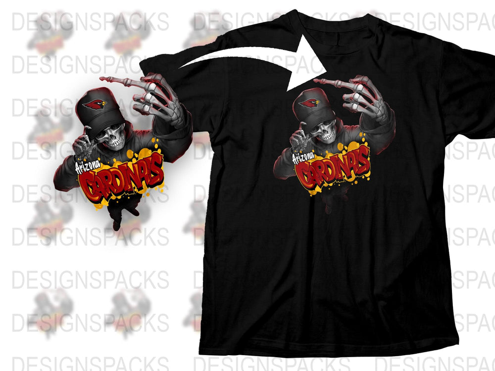 Cardinals Themed T-Shirt, Urban Style Graphic Tee, Hip Hop Bird Mascot, Unisex Black Cotton Shirt