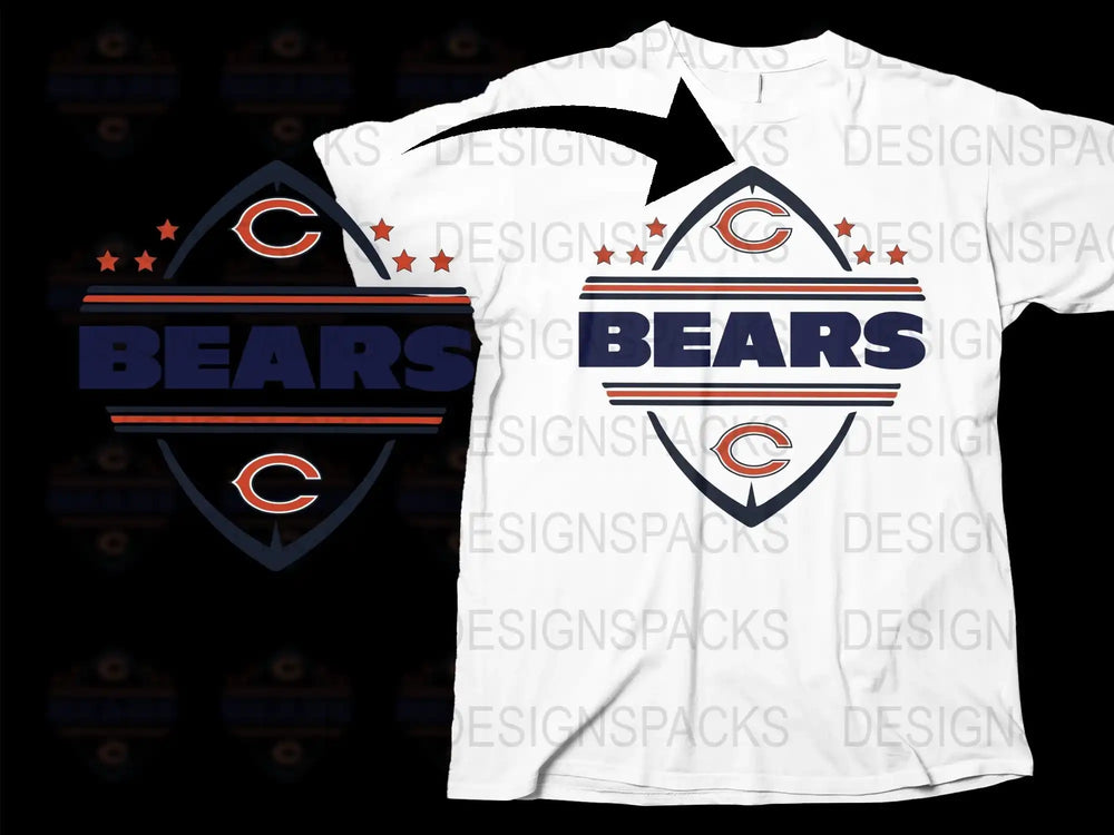 Chicago Bears Inspired T-Shirt, Vintage Logo Design, Retro Football Fan Apparel, Unisex White Tee