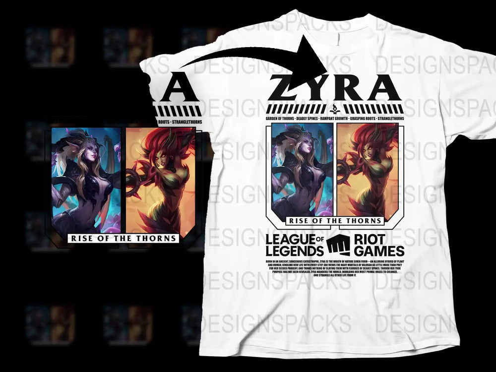 League of Legends Zyra T-Shirt, Rise of the Thorns Graphic Tee, Gamer Clothing, Riot Games Merchandise