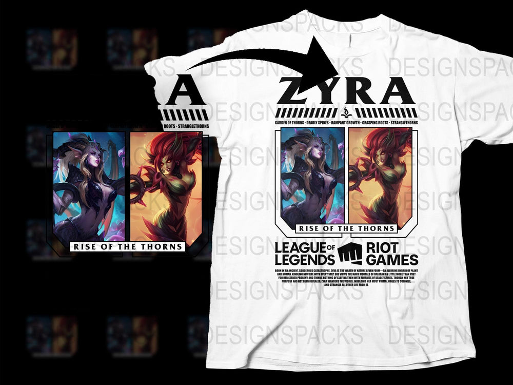 League of Legends Zyra T-Shirt, Rise of the Thorns Graphic Tee, Gamer Clothing, Riot Games Merchandise