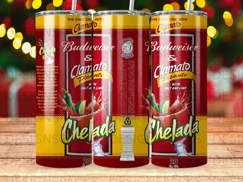 Clamato Chelada Picante with Budweiser and lime on a can.