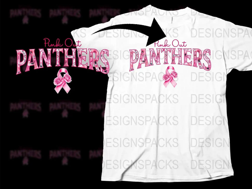 Pink Out Panthers T-Shirt, Breast Cancer Awareness, Pink Ribbon, Sports Fan Support, Unisex Tee Design