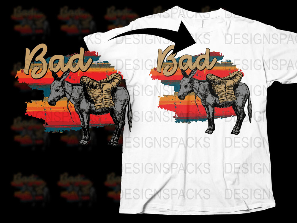 Bad Donkey T-Shirt, Colorful Abstract Art, Hipster Graphic Tee, Unique Animal Design Shirt