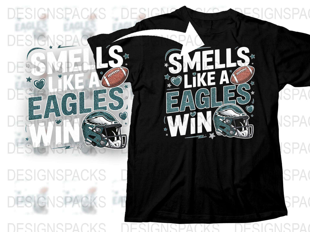 Eagles Win Themed T-Shirt, Smells Like Victory Graphic Tee, Football Fan Apparel, Sports Gift Idea
