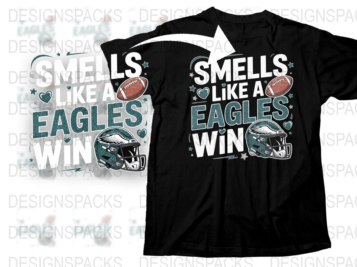 Eagles Win Themed T-Shirt, Smells Like Victory Graphic Tee, Football Fan Apparel, Sports Gift Idea