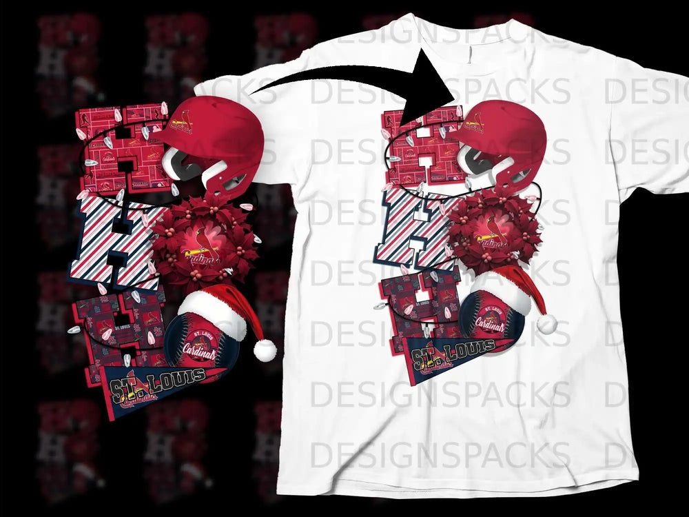 St. Louis Cardinals Helmet and Wreath Design T-Shirt