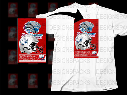 South Alabama Jaguars Football Helmet Graphic T-Shirt, Red and White Sports Tee, College Team Apparel