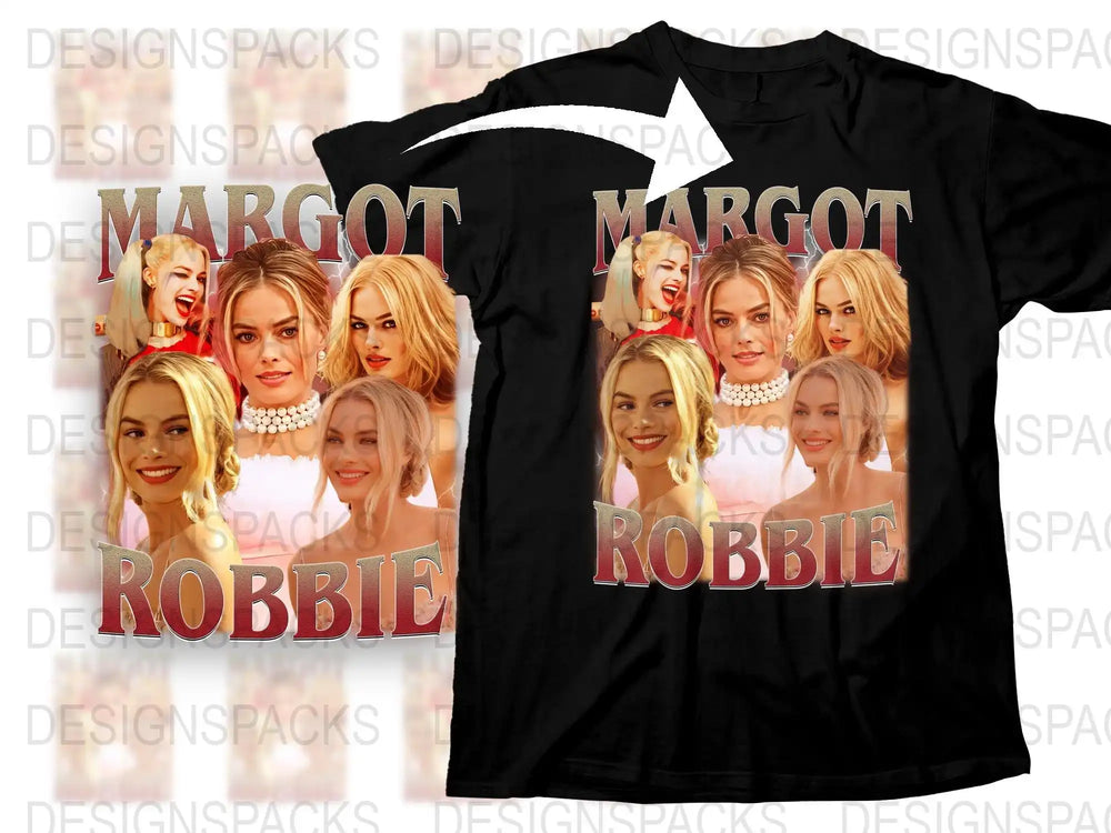Margot Robbie Fan T-Shirt, Celebrity Photo Collage, Fashion Tee, Gift Idea for Movie Lovers