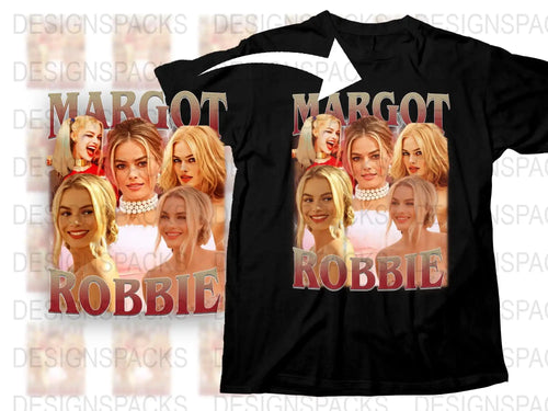 Margot Robbie Fan T-Shirt, Celebrity Photo Collage, Fashion Tee, Gift Idea for Movie Lovers
