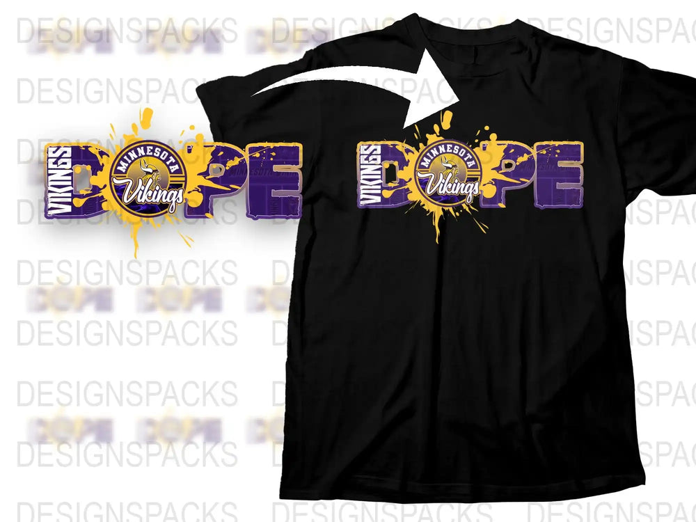 Vintage Vikings Splash Design T-Shirt, Purple and Gold Sports Fan Apparel, Unique Graphic Tee