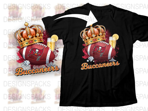 Tampa Bay Buccaneers T-Shirt, Crown Design, Football Team Apparel, Fan Gift, Unisex Black Tee, Sports Merchandise, Casual Wear