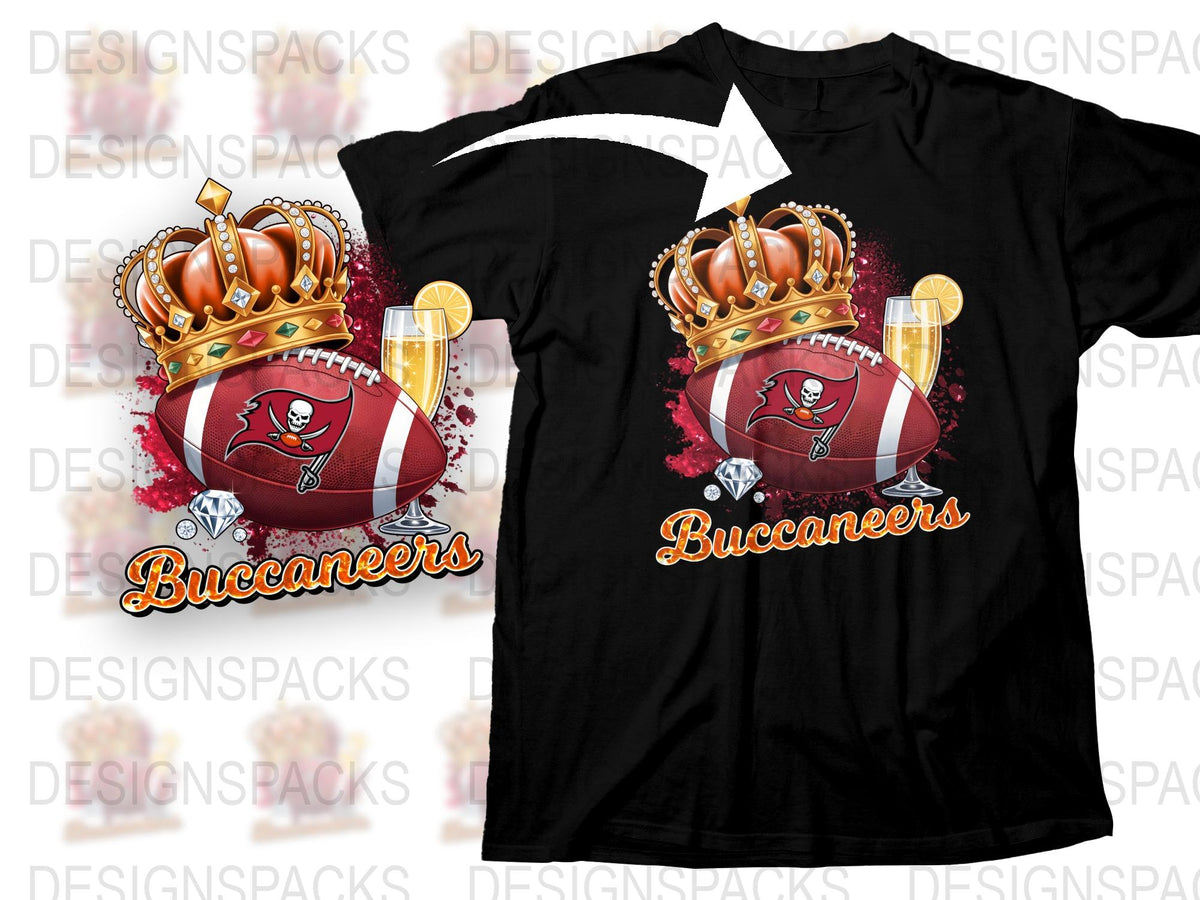 Tampa Bay Buccaneers T-Shirt, Crown Design, Football Team Apparel, Fan Gift, Unisex Black Tee, Sports Merchandise, Casual Wear