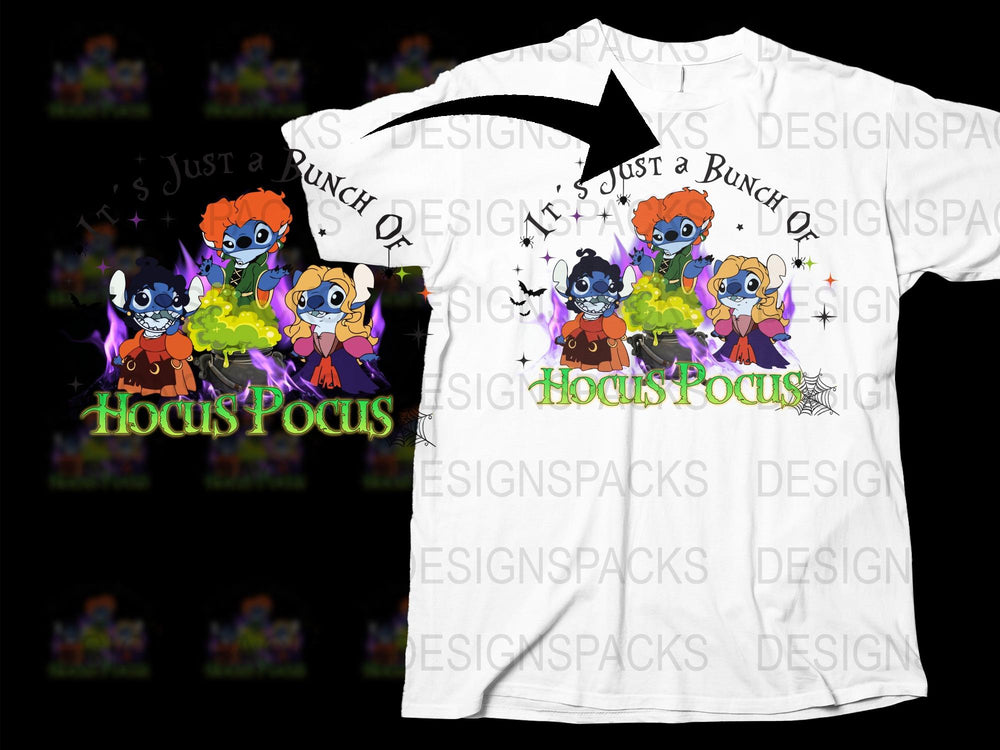 Hocus Pocus Halloween T-Shirt, Witch Cartoon Graphic Tee, Kids and Adults Casual Wear, Colorful Magic Theme Shirt