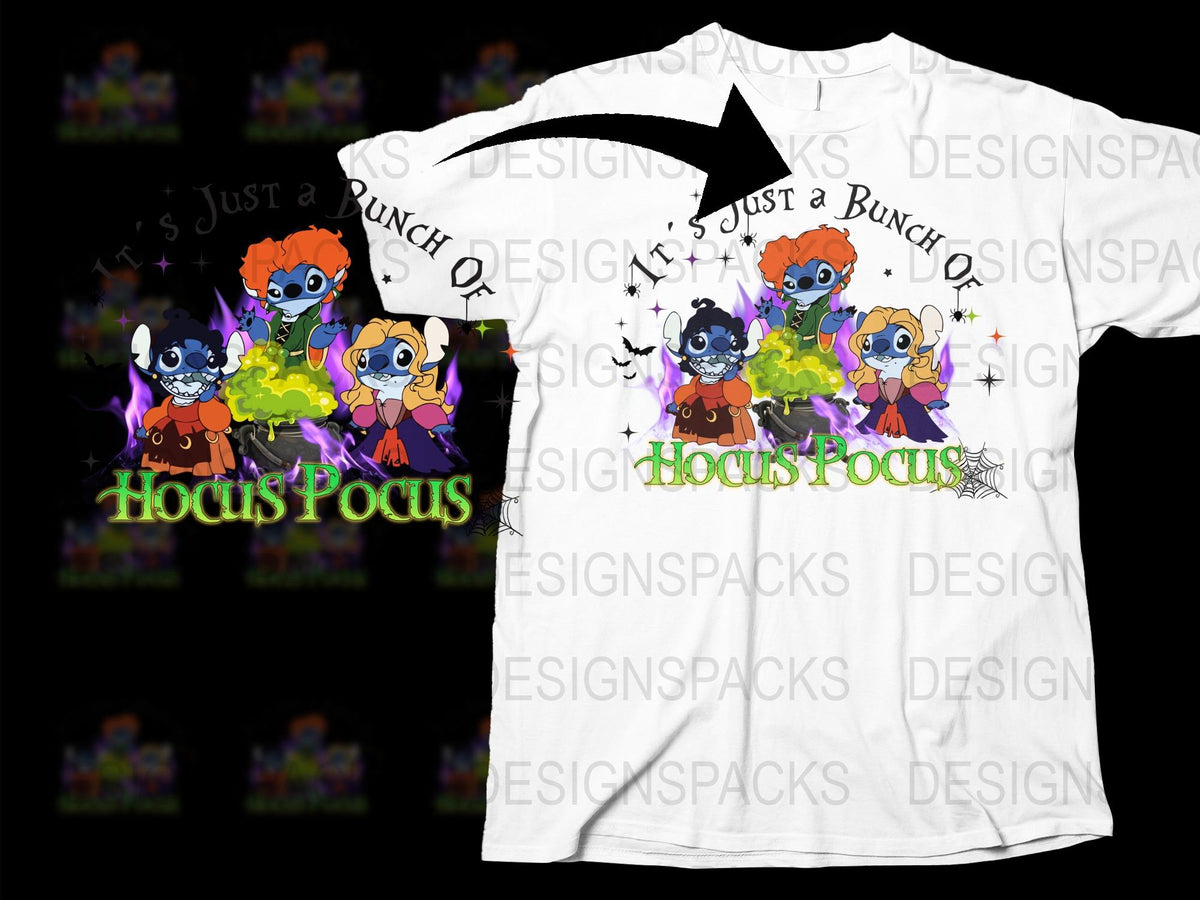 Hocus Pocus Halloween T-Shirt, Witch Cartoon Graphic Tee, Kids and Adults Casual Wear, Colorful Magic Theme Shirt