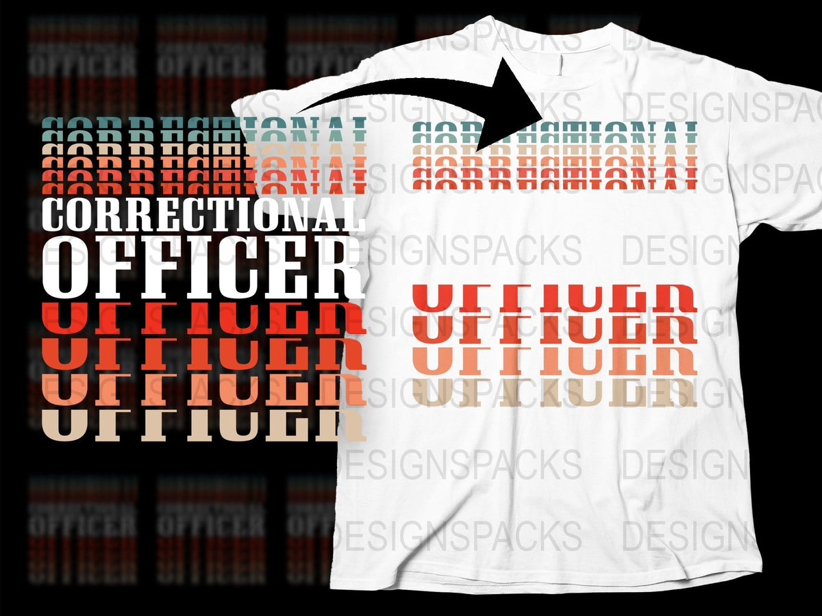 Correctional Officer T-Shirt, Bold Red and Black Text Design, Law Enforcement Apparel