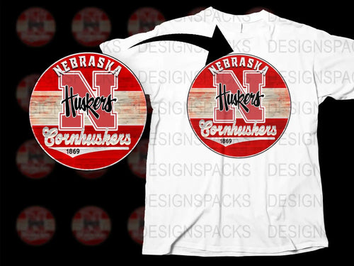 Nebraska Huskers T-Shirt, Vintage Logo Design, College Football Fan Apparel, Red and White Tee