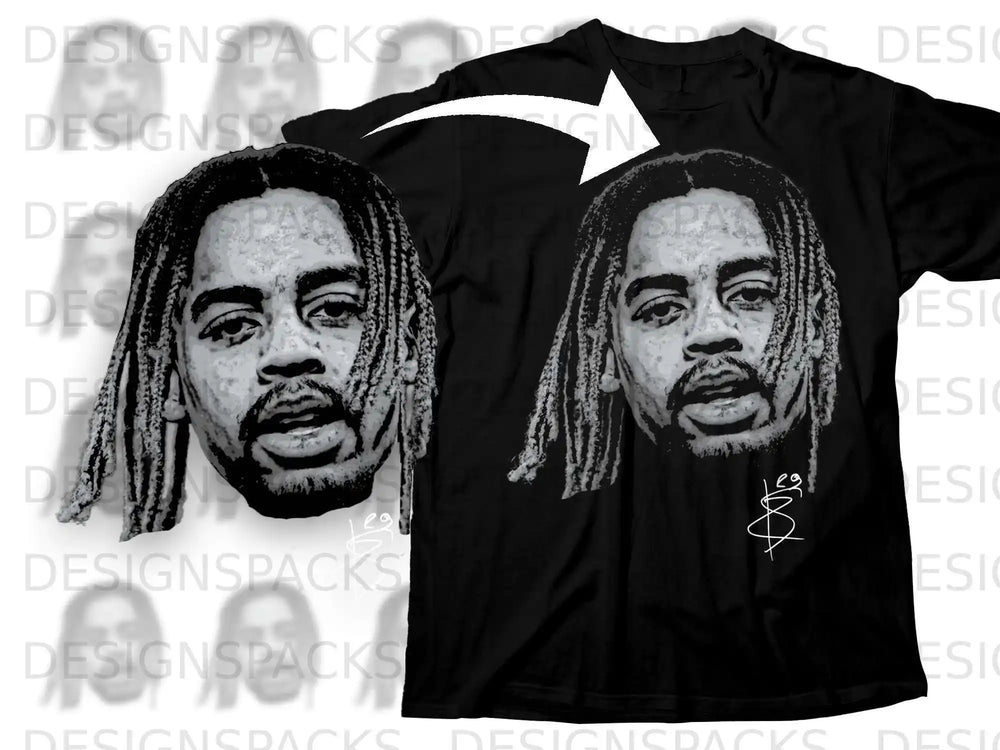Bold Artistic Face Design T-Shirt with Dreadlocks Style