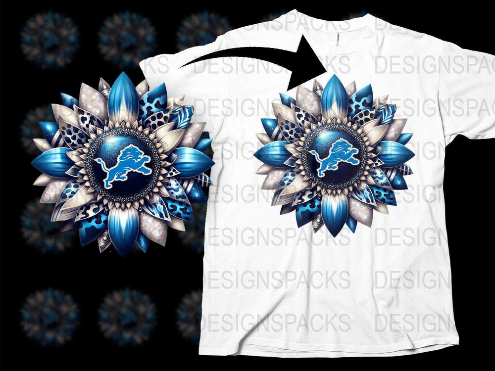 Graphic T-Shirt with Blue Mandala Design, Unisex Floral Pattern Tee, Artistic Fashion Top, Trendy Casual Wear