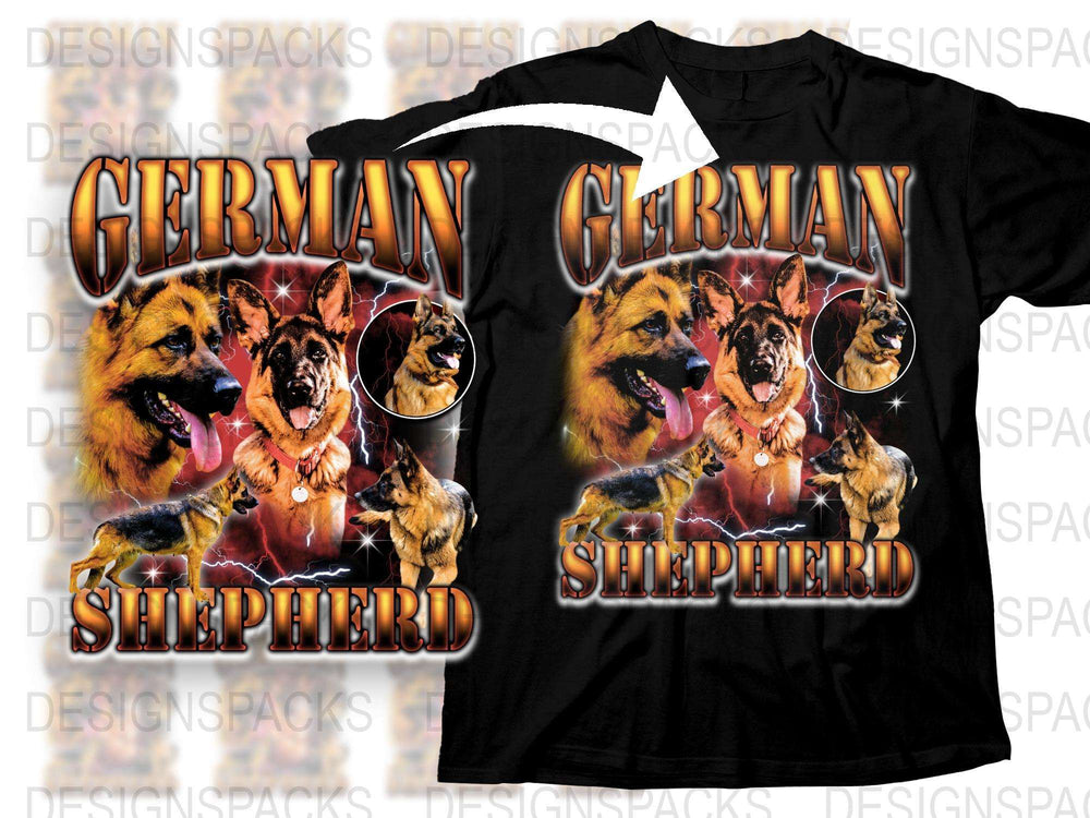 German Shepherd T-Shirt, Dog Lover Gift, Black Cotton Tee, Pet Portrait, Animal Graphic Shirt