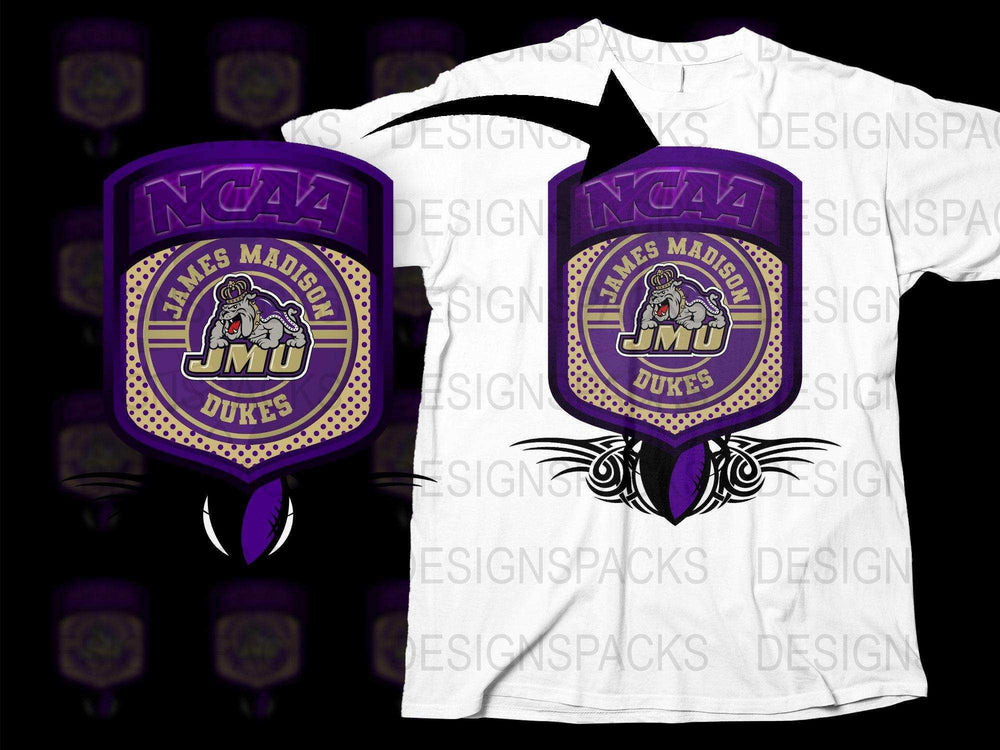 James Madison University JMU Dukes NCAA Logo Purple White T-Shirt Unisex Casual Wear