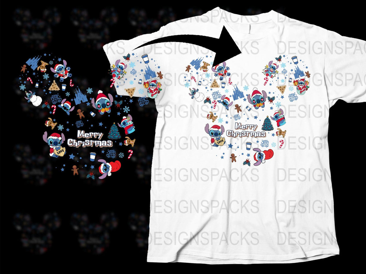 Festive Christmas T-Shirt with Cartoon Characters, Holiday Apparel, Merry Christmas Graphic Tee, Unisex Adult Clothing