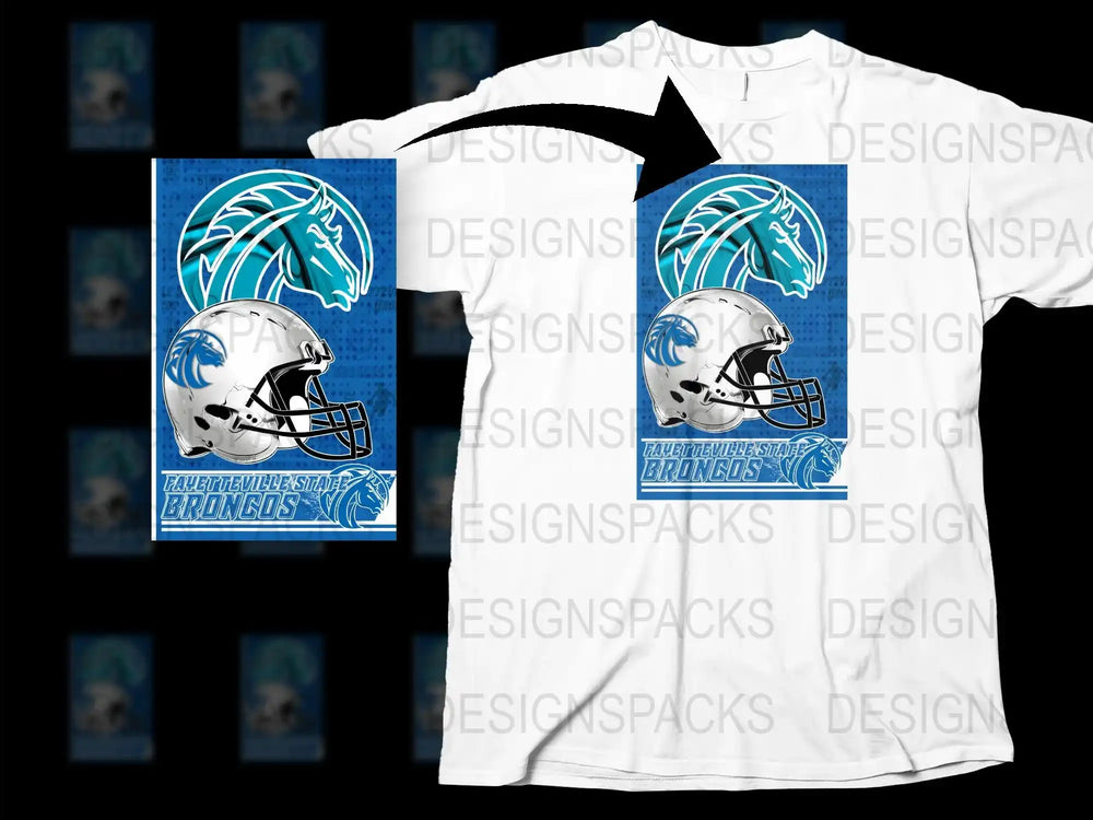 Custom Blue and White Football Helmet Graphic T-Shirt, Sports Fan Apparel, Unique Team Support Design