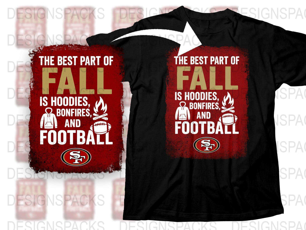 Fall Season Hoodie and T-Shirt Set, Bonfires and Football Graphic Tee, Sports Apparel